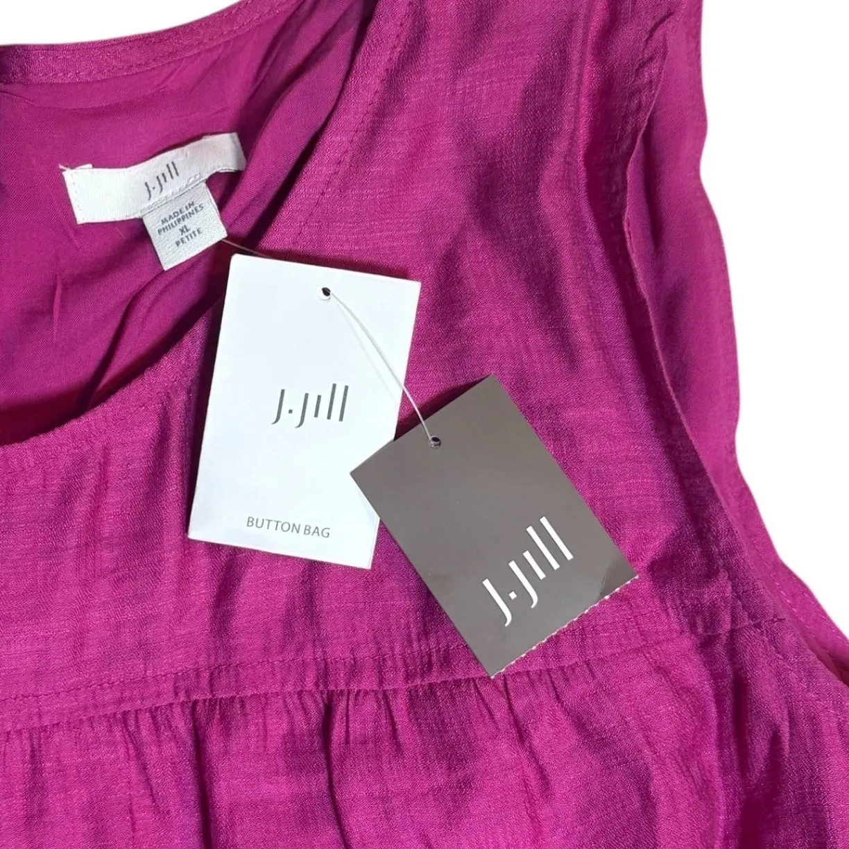 J.Jill NWT pink Pleated Tiers Maxi Dress. Raspberry Crush color. Petite XL - Image 9
