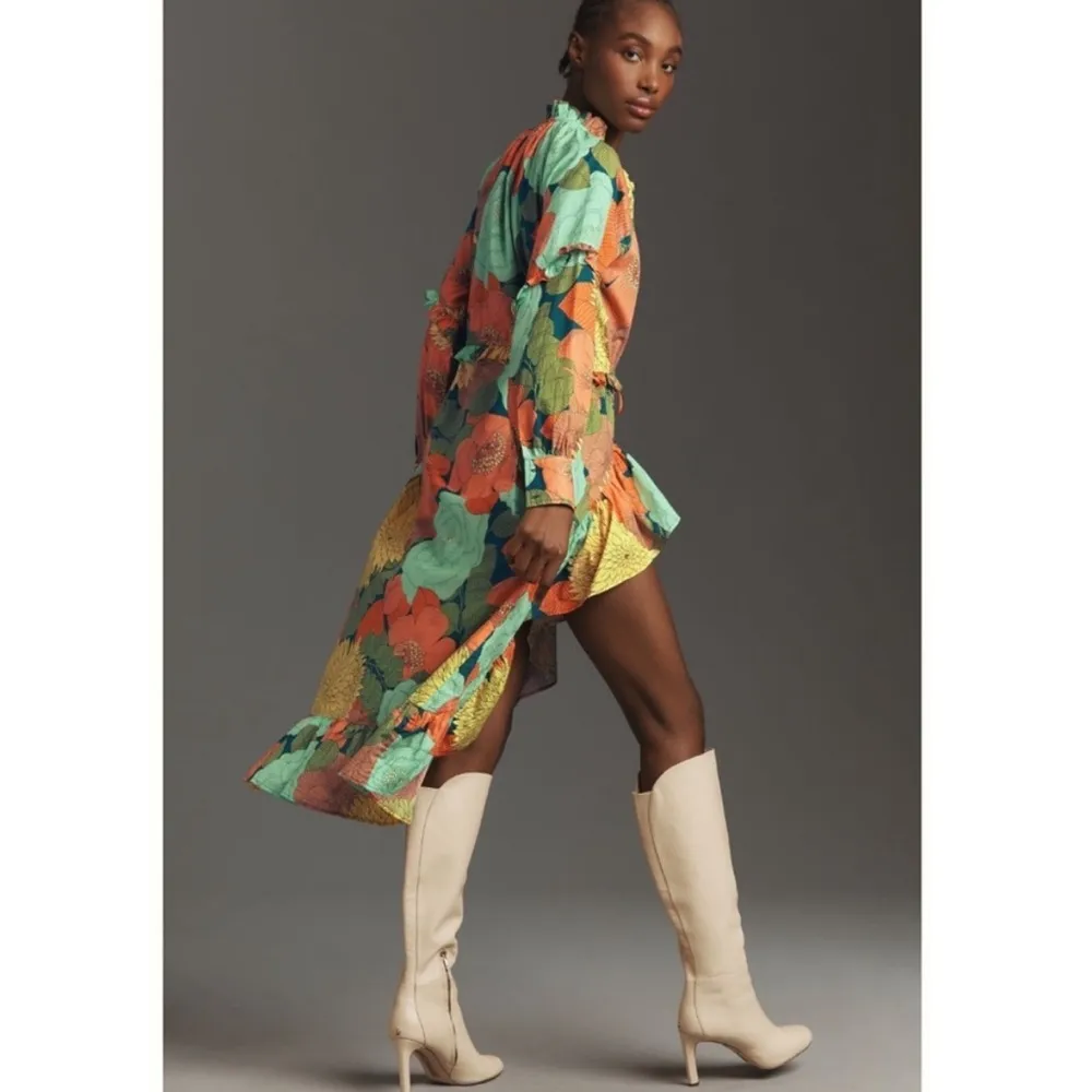Farm Rio Long-Sleeve Floral Midi Dress - Image 4