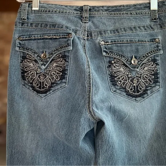 Nine West Date Night Jeans Bootcut Embellished Pocket Jeans 6/28 Midrise - Image 8