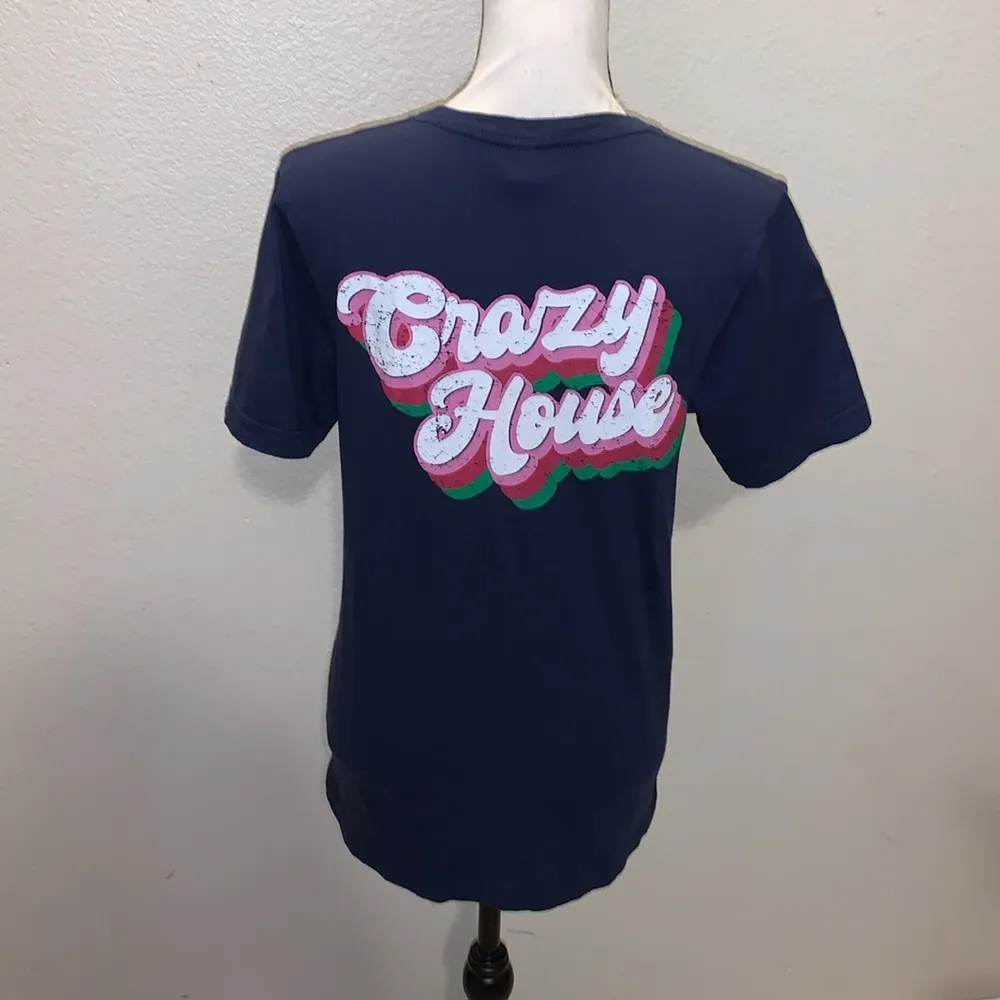 Bella Canvas Crazy House Paris Texas Western Navy blue short sleeve shirt - Image 4