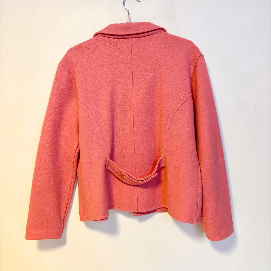 Talbots Wool Alpaca Collared Sweater Blazer Peacoat Jacket Orange Womens Large - Image 2