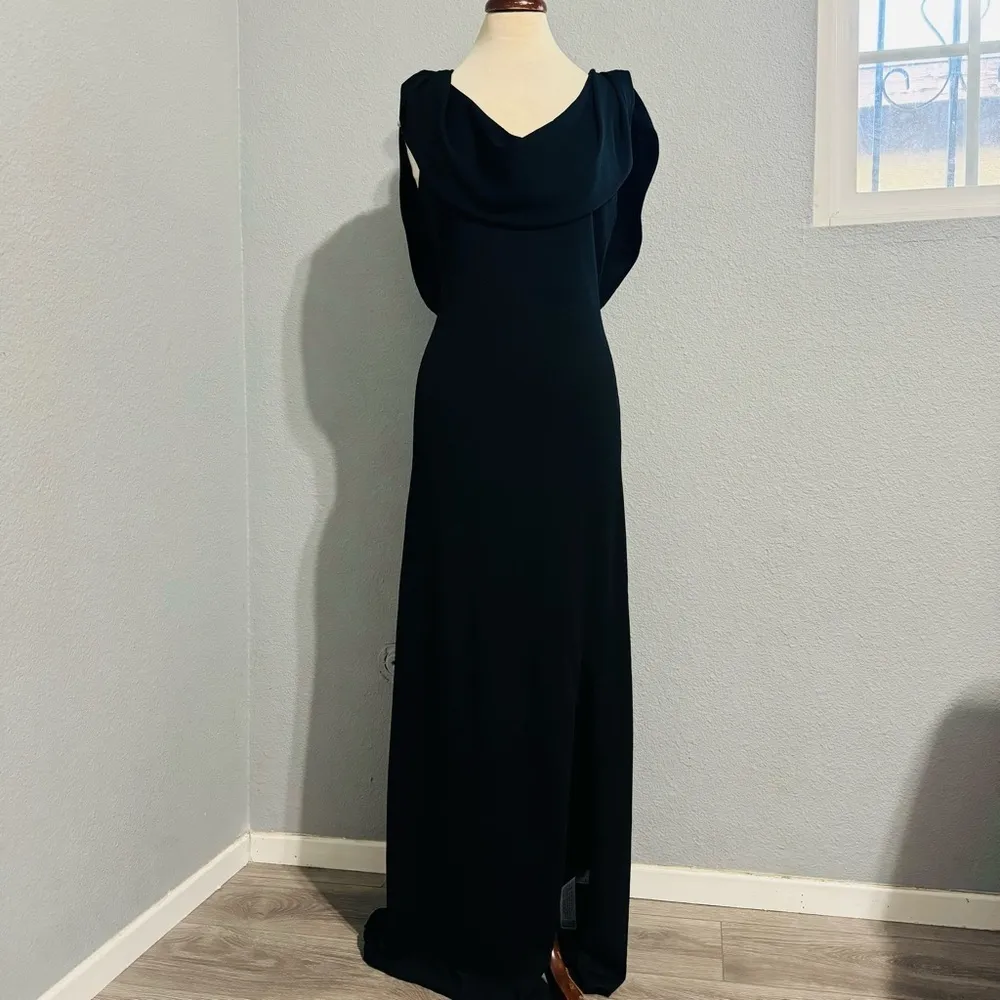 Zara Bloggers Fav Black Prom Elegant Open Back Fluid Neck Knit Maxi‎ Dress Sz L - Image 6