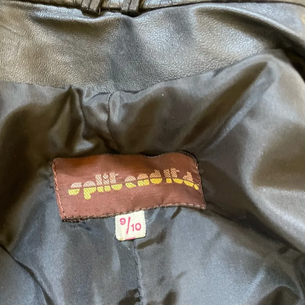 Vintage 80s leather duster trench coat Split Ends Ltd. Black coat jacket - Image 12