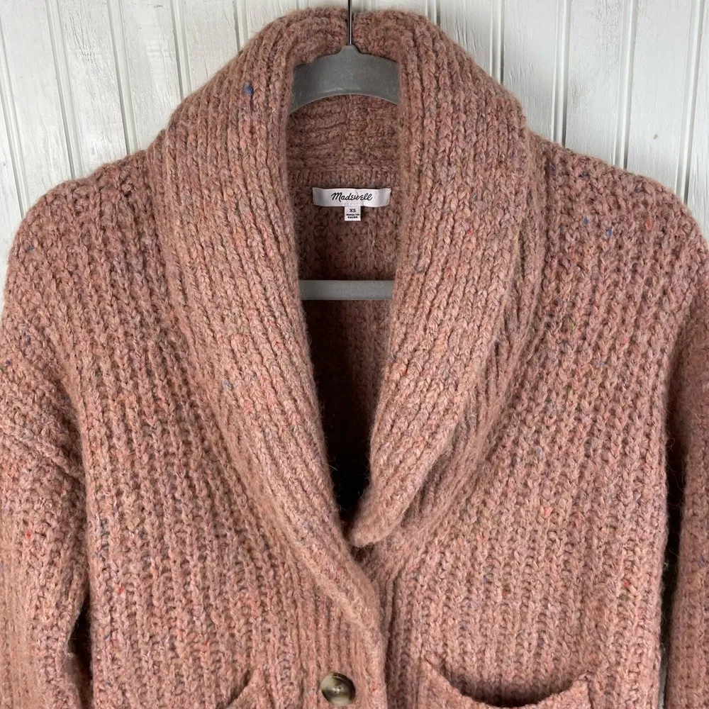 Madewell Space Dye Shawl Collar Cardigan Sweater Size XS Spacedye Cotton Candy - Image 4
