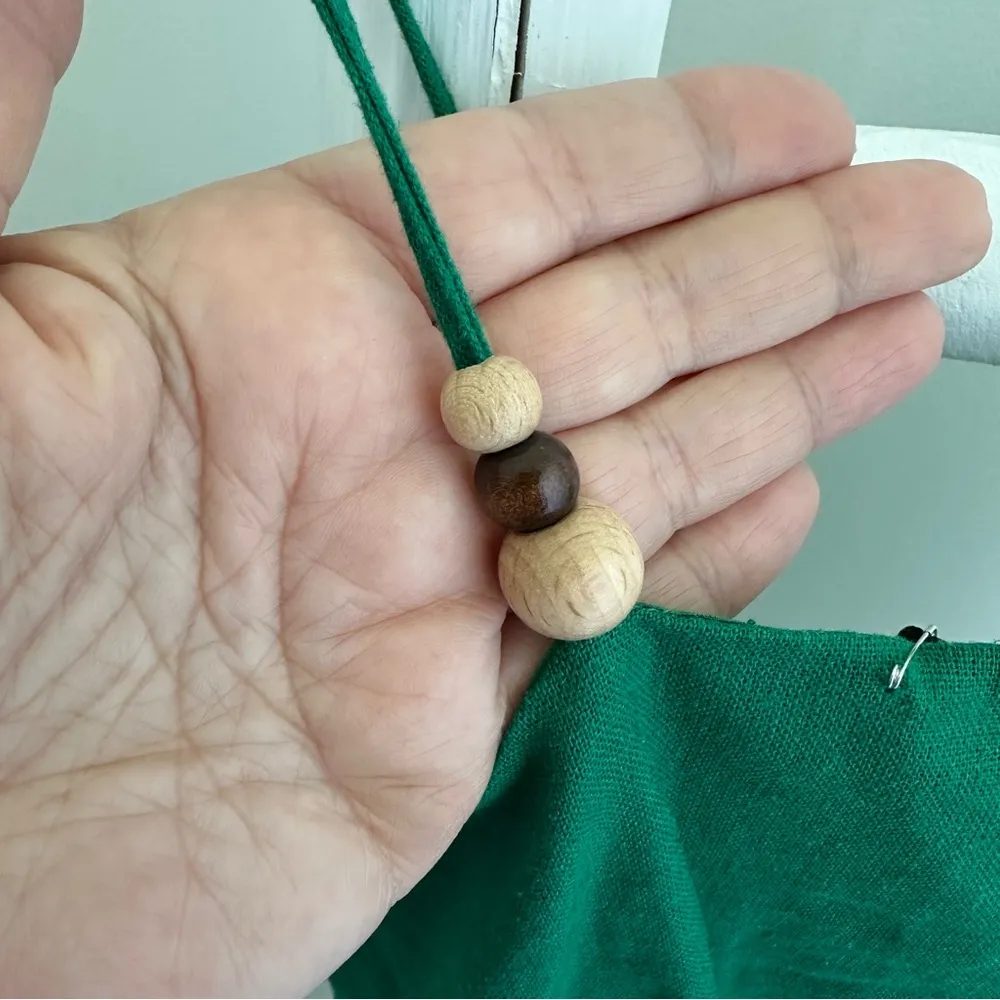 Rachel Zoe Green Linen Blend Square Neck Midi Dress W Wooden Beads Size Medium - Image 8