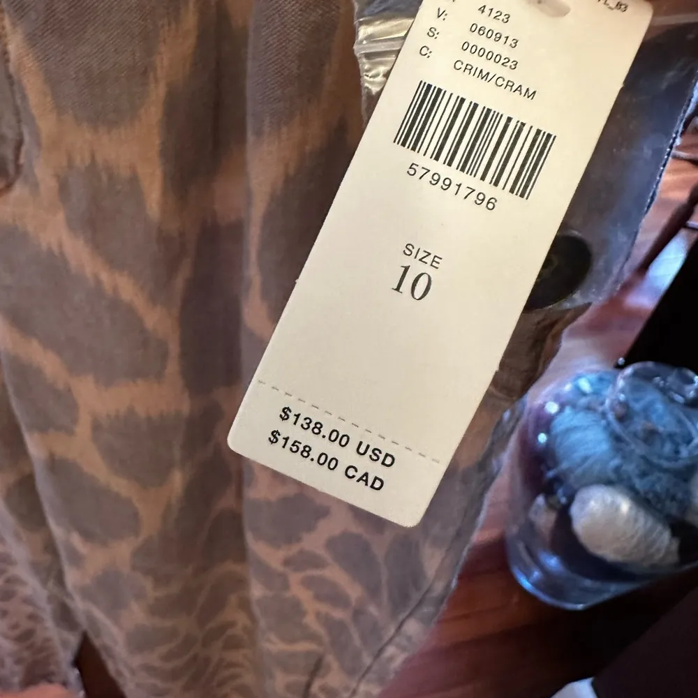 Anthropologie Tamarind Brown Animal Print Linen Jogger sz 10 - Image 9