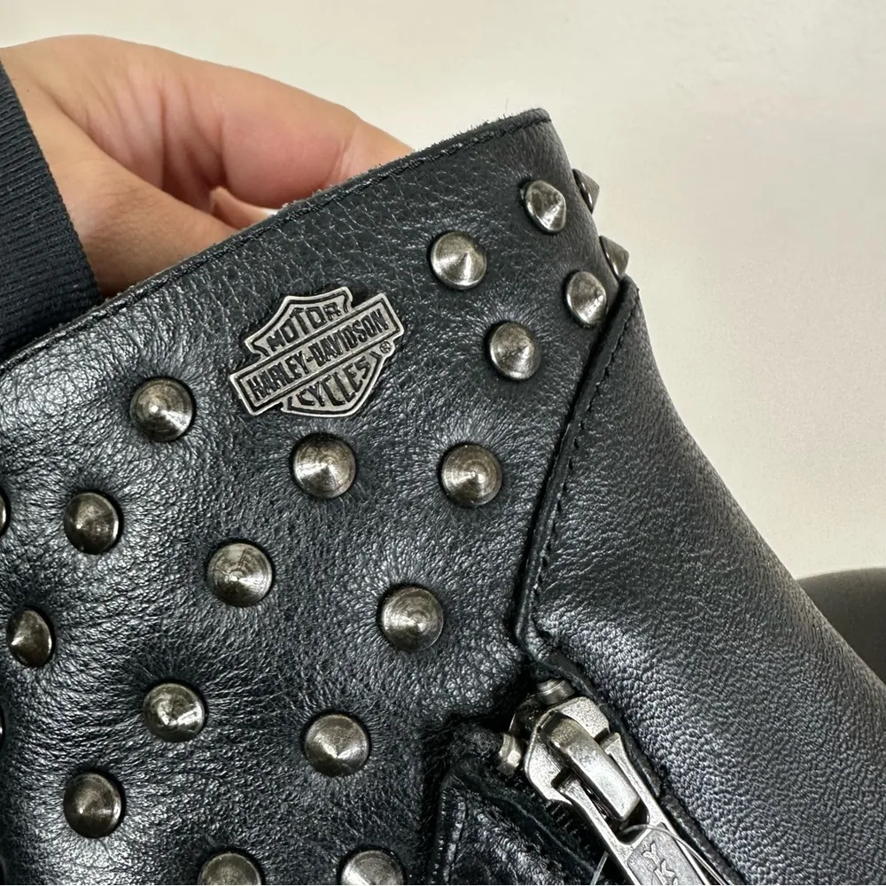 NEW Harley Davidson Wexford Black Heeled Ankle Boots Womens 5.5 Studded Biker - Image 7