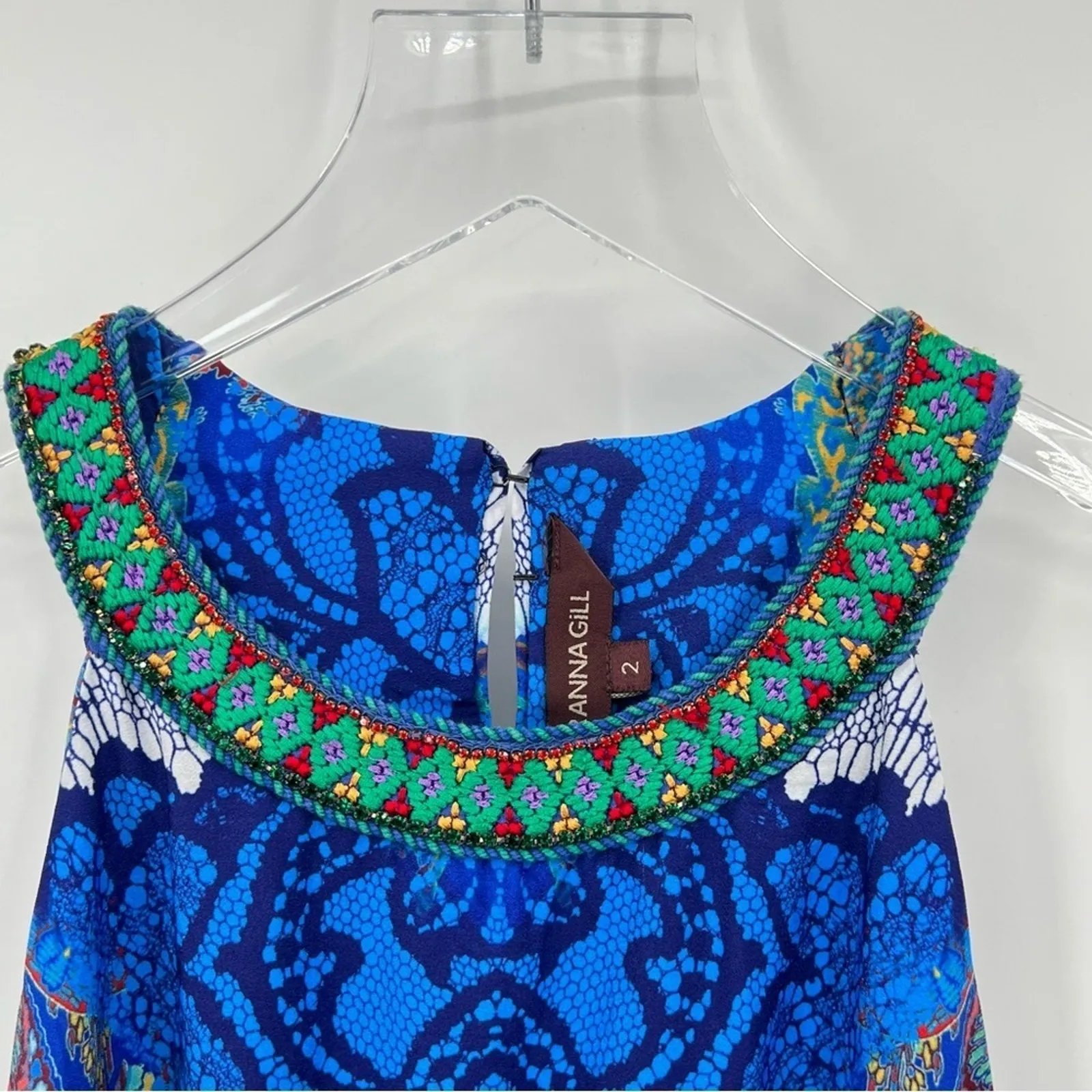 Anthropologie Ranna Gill Boteh dress 2 beaded embroidered blue halter maxi dress - Image 5