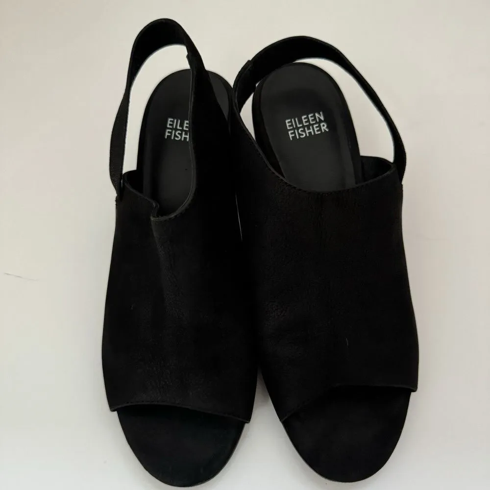 Eileen Fisher Leigh Nubuck Slingback Sandal In Black Women’s 7 Vero Cuoio - Image 3
