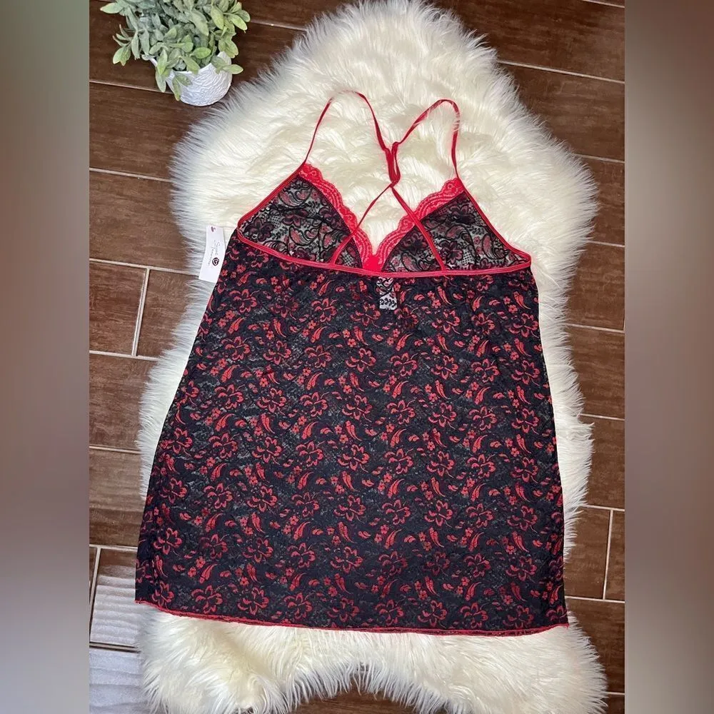 Secret Treasures black/red lace baby doll sz 2X - Image 2