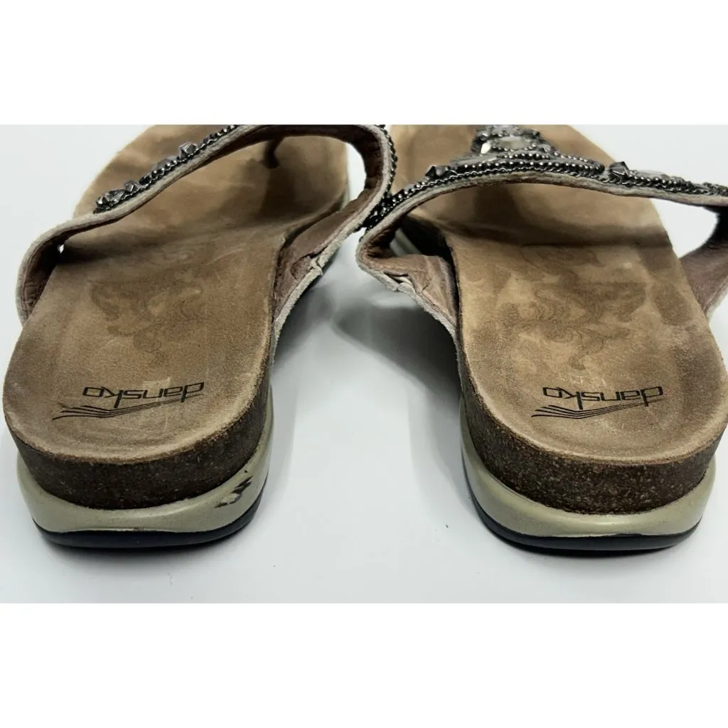 Dansko Pamela Thong Sandal Womens EU 38 US 7.5-8 Beaded Beige Comfort Casual - Image 7
