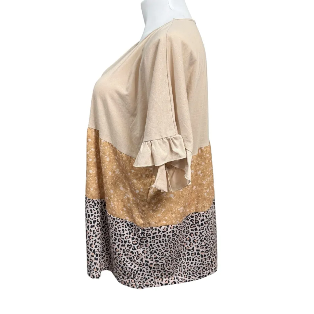 Southern Stitched 3XL Colorblock Animal Print Ruffle Sleeve Tunic Top - Image 6