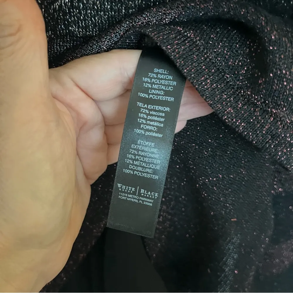 WHITE HOUSE BLACK MARKET Women Knit Top Sz S Metallic Purple Multi Stripe - Image 6