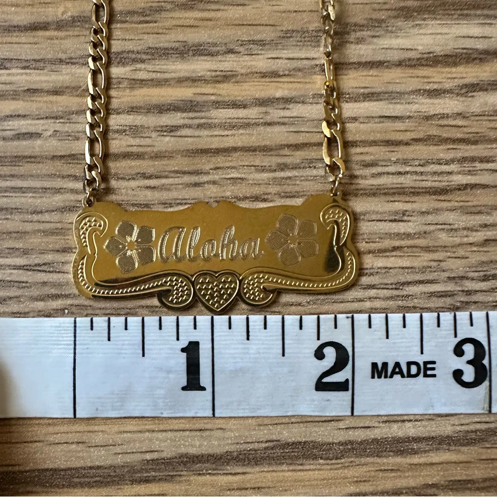 Aloha Engraved Gold Chain Necklace - Image 6