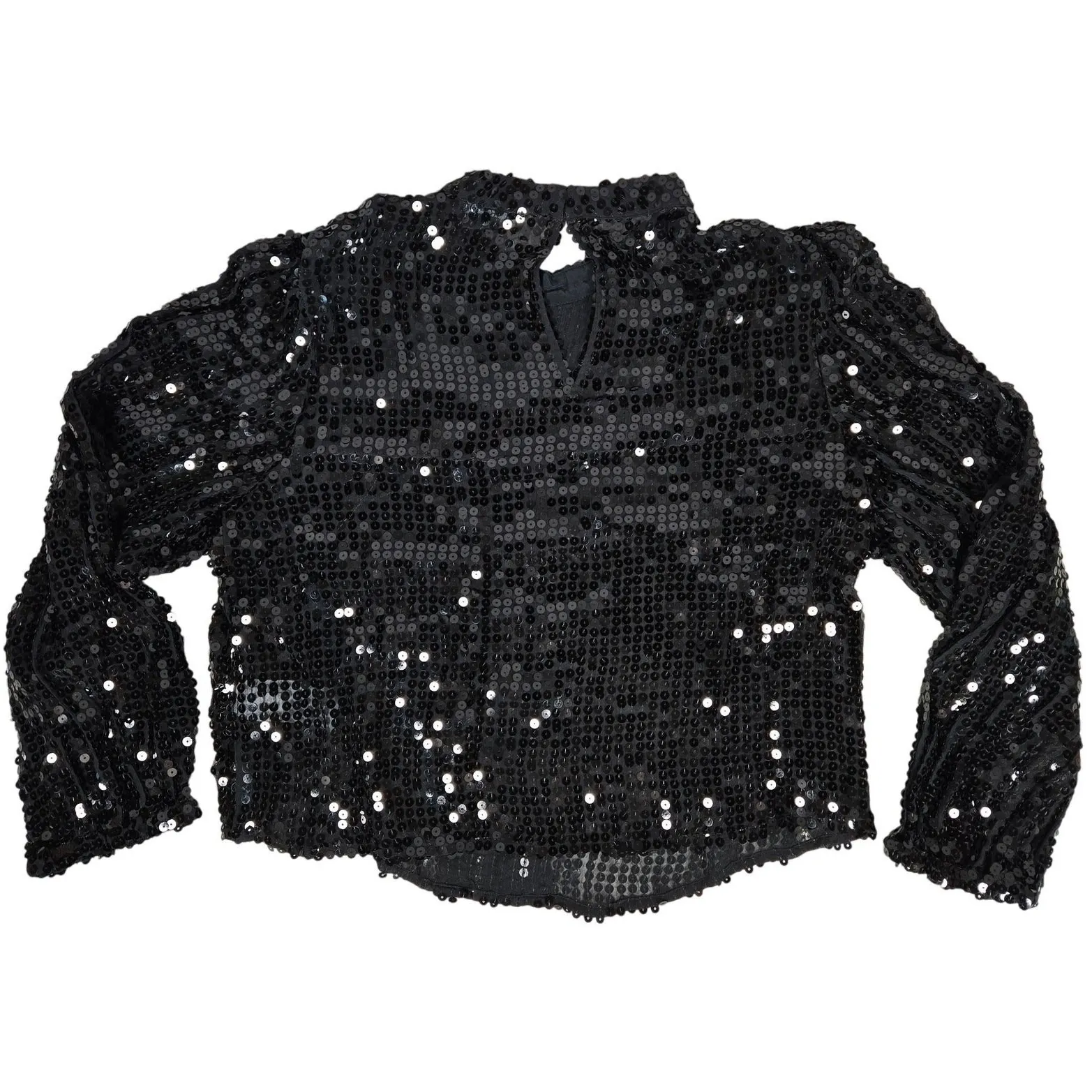 J. Crew Sequin mockneck‎ long sleeve top Black S NWT - Image 2