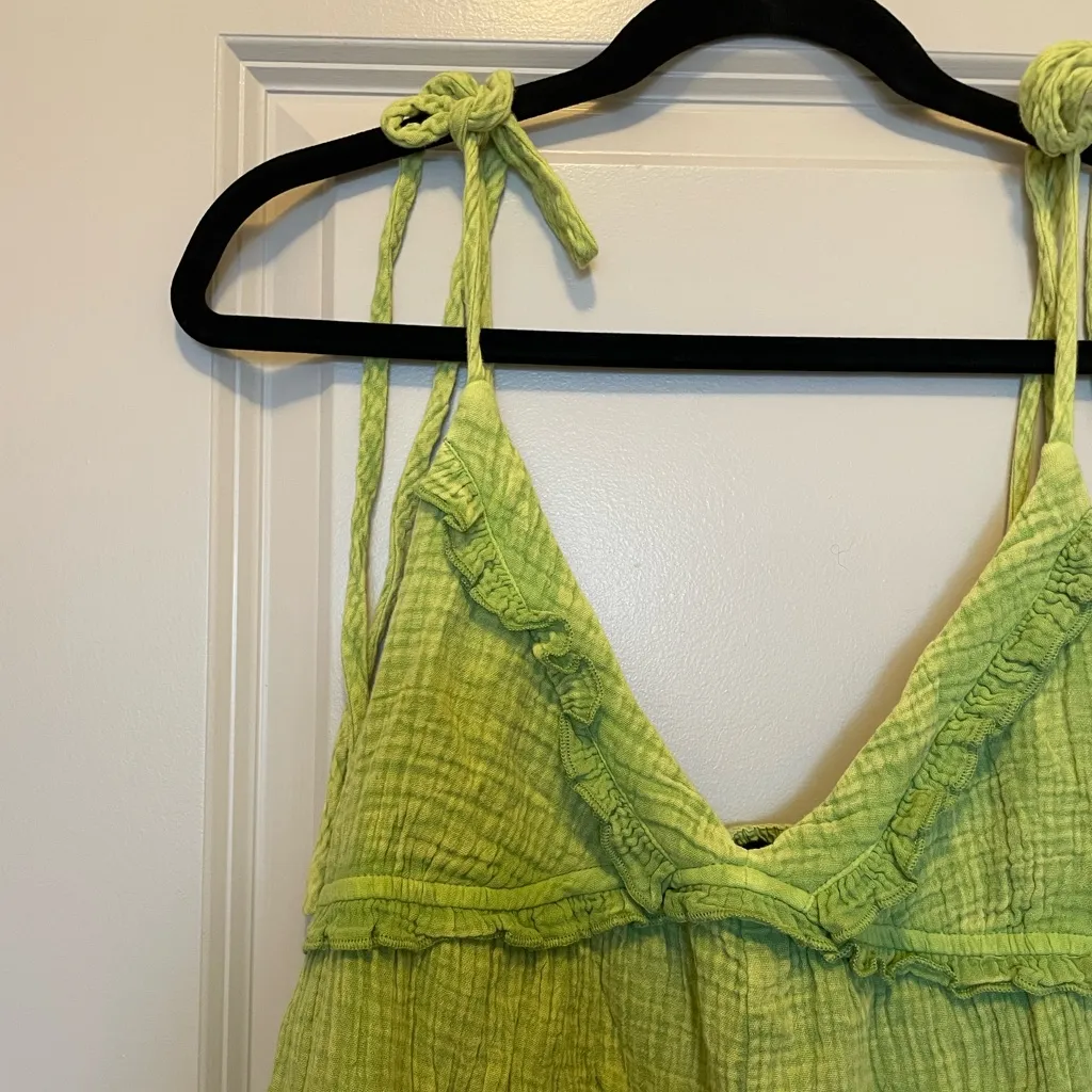 Grey Bandit Blue Blush Lime Ruffled Cami Romper - Image 3