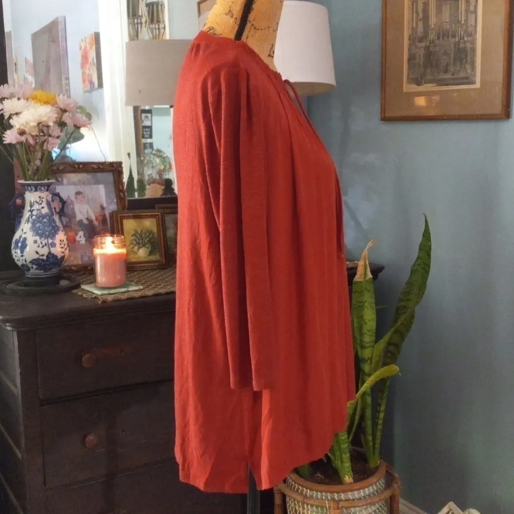 Anthropologie Dolan Left Coast Rust Red Shirred Bohemian Mixed Media Blouse - Image 6