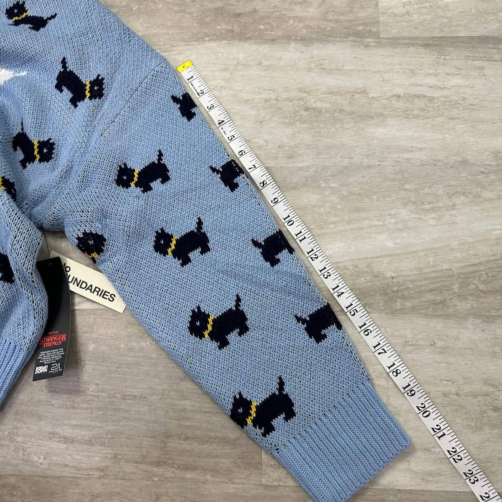 NEW Stranger Things Season 5 Erica Scottie Dog Sweater XXL Blue No Boundaries - Image 14