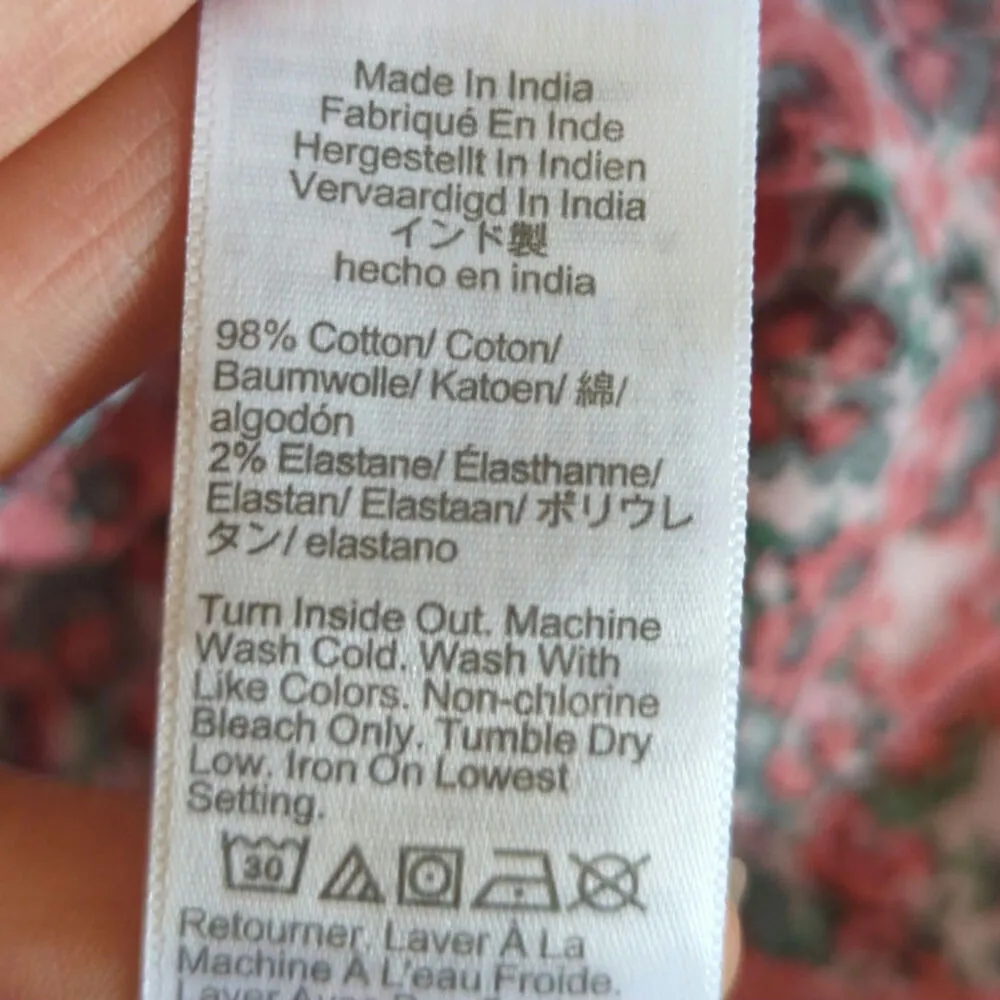 J.‎ Crew Cotton-Blend Poplin Ruffle Top Red Ditsy Floral Bohemian Womens XS - Image 8