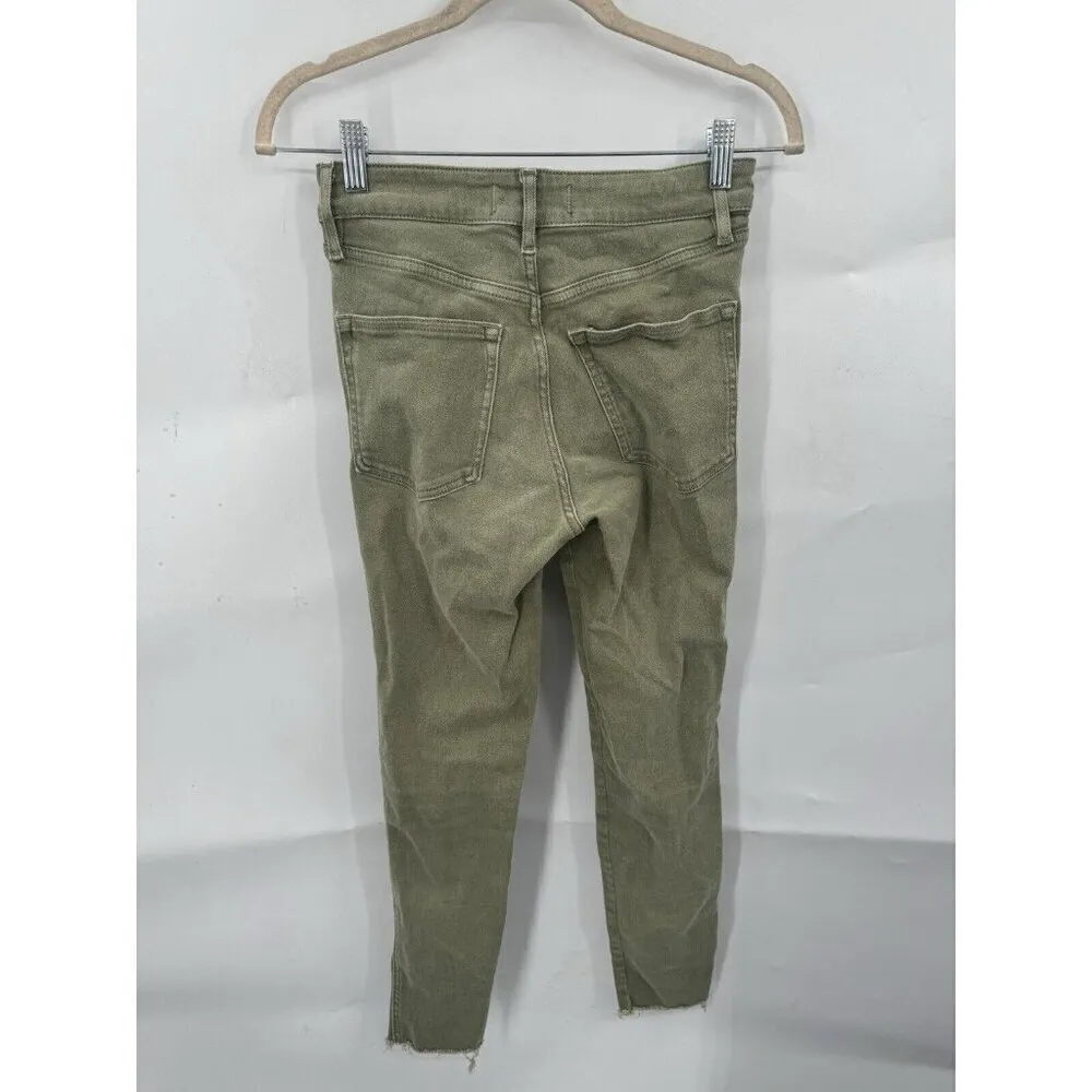 We The Free People Jeans Women 27 High Rise Skinny‎ Green Stretch Raw Hem Ankle - Image 3