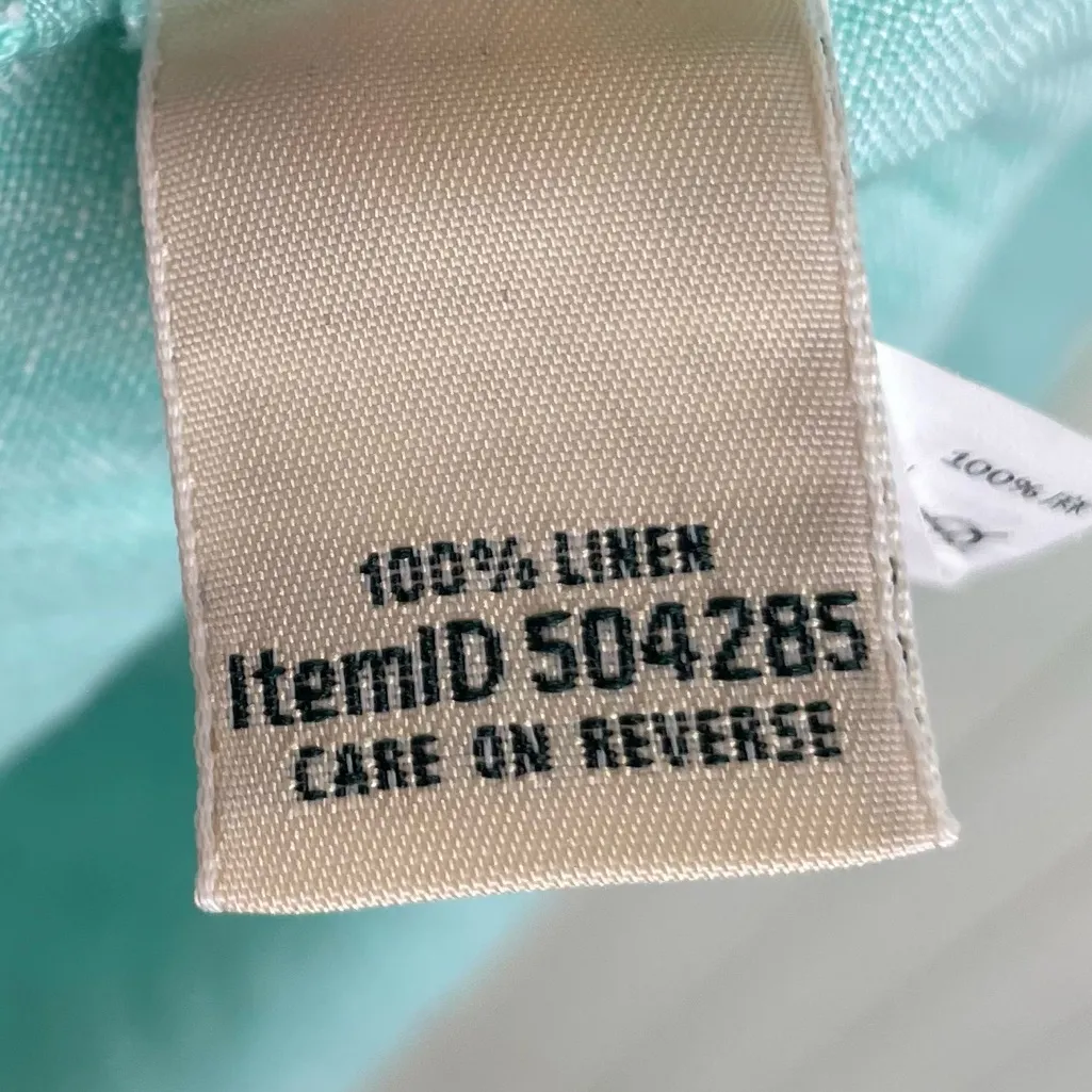 L.L. Bean Premium Washable Linen Long Tunic Top Size Large 100% Linen Fair Aqua Blue - Image 6