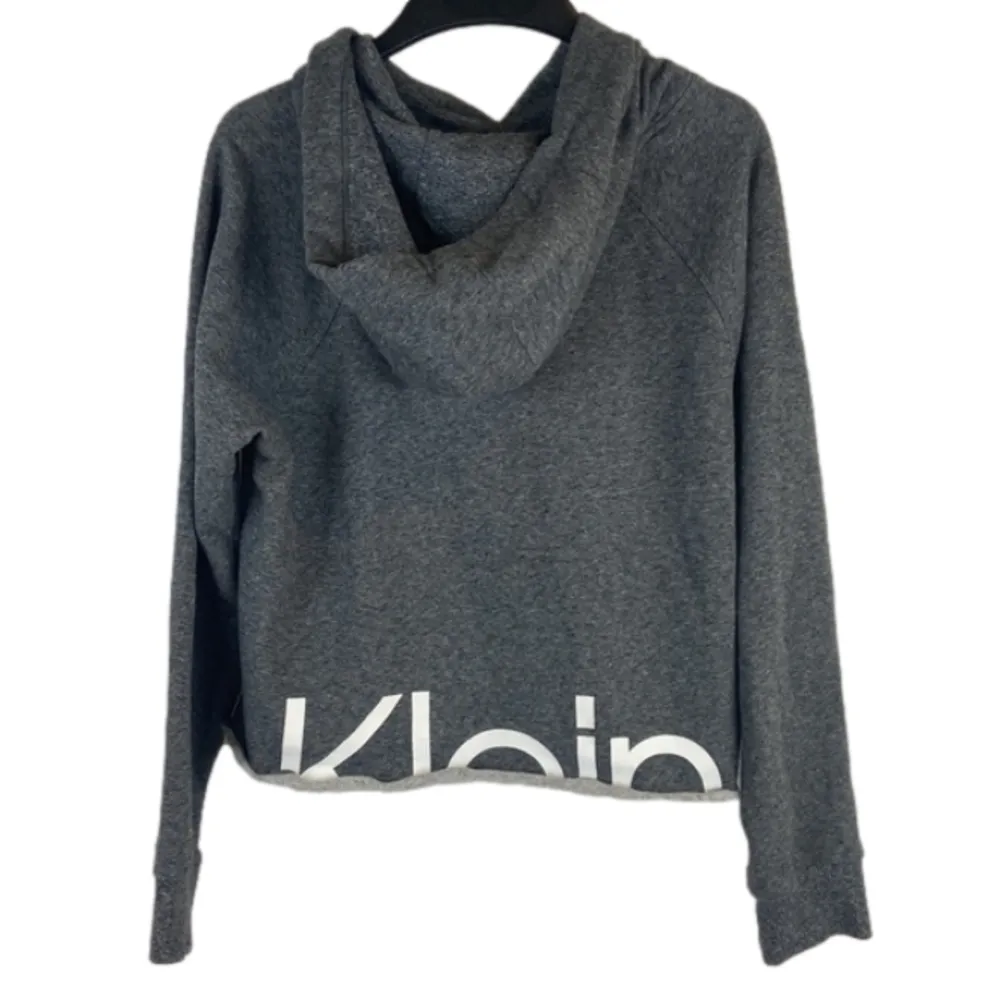 Calvin Klein CK Performance Gray Cropped Logo Hoodie Athleisure Comfy Loungewear - Image 2