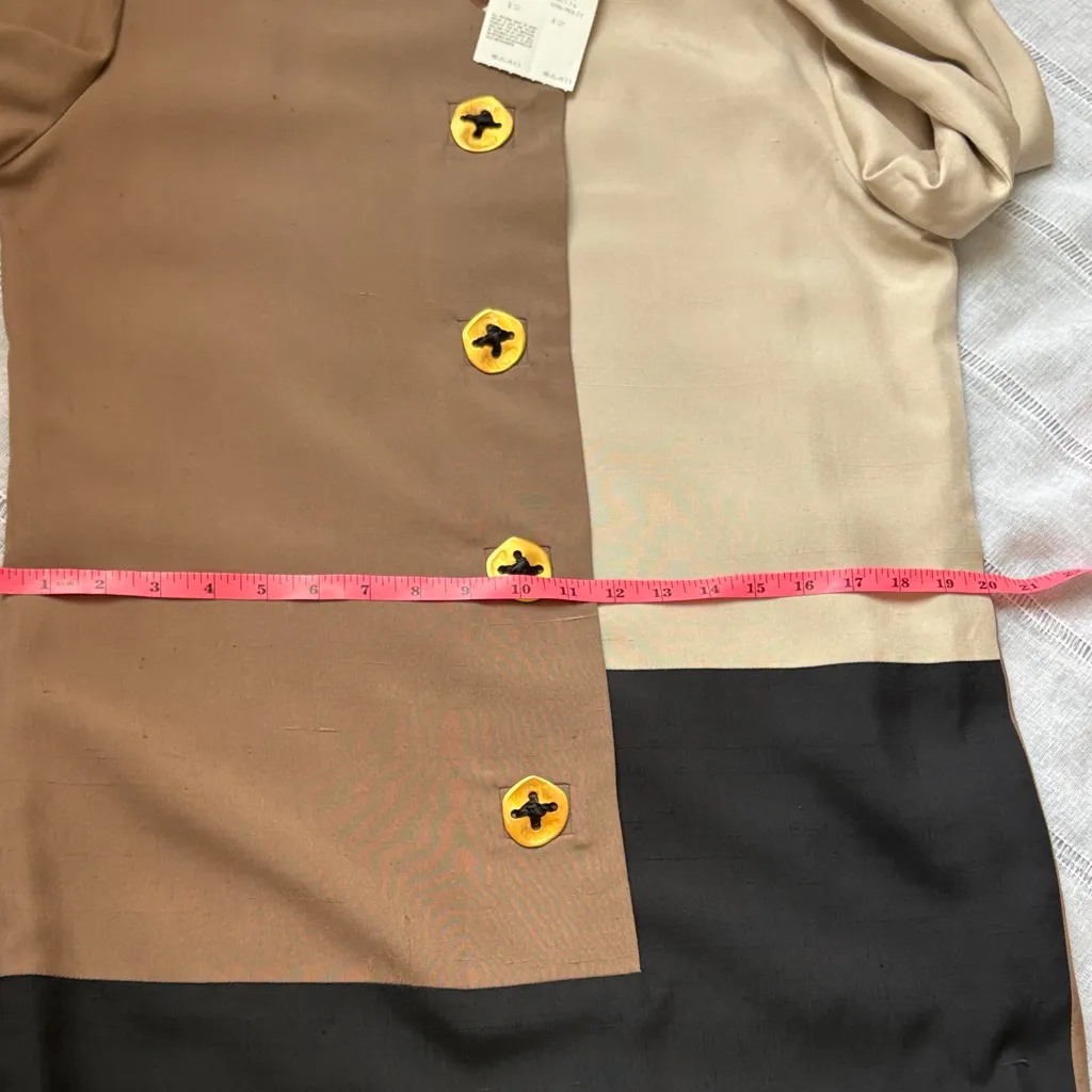 Steve Fabrikani Vintage NWT Color Block Long Sleeve Dress with Gold Accents Tan Size 12 - Image 13
