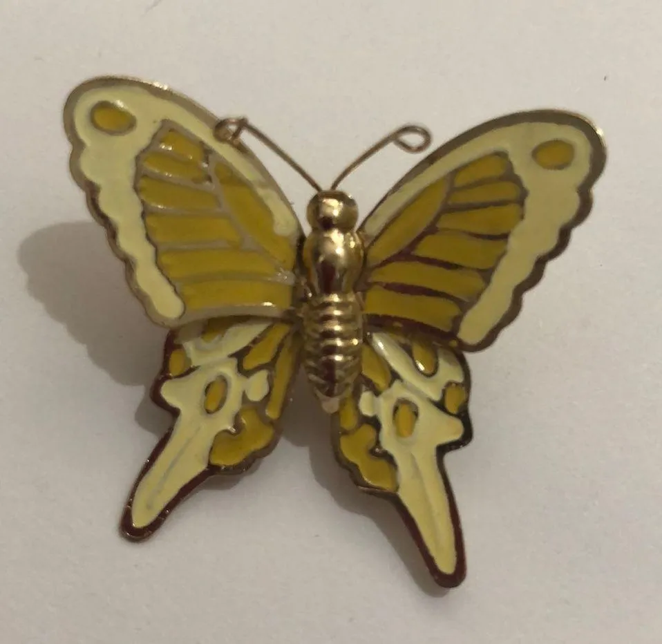 Yellow & Gold Butterfly Brooch - Image 2