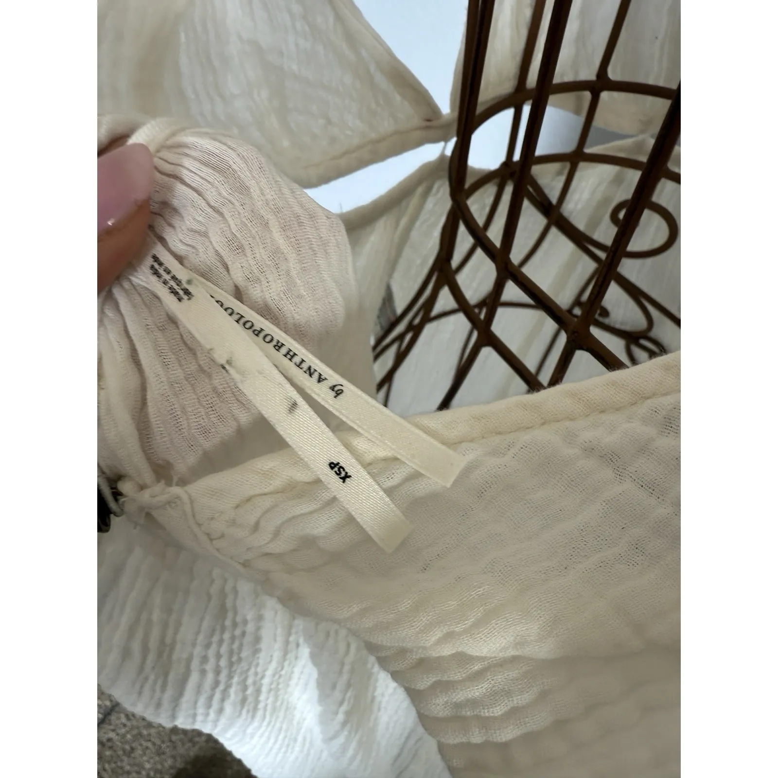 Anthropologie Gauzy Cutout Cover-Up‎ Maxi Dress Off White Size XS Petite - Image 5