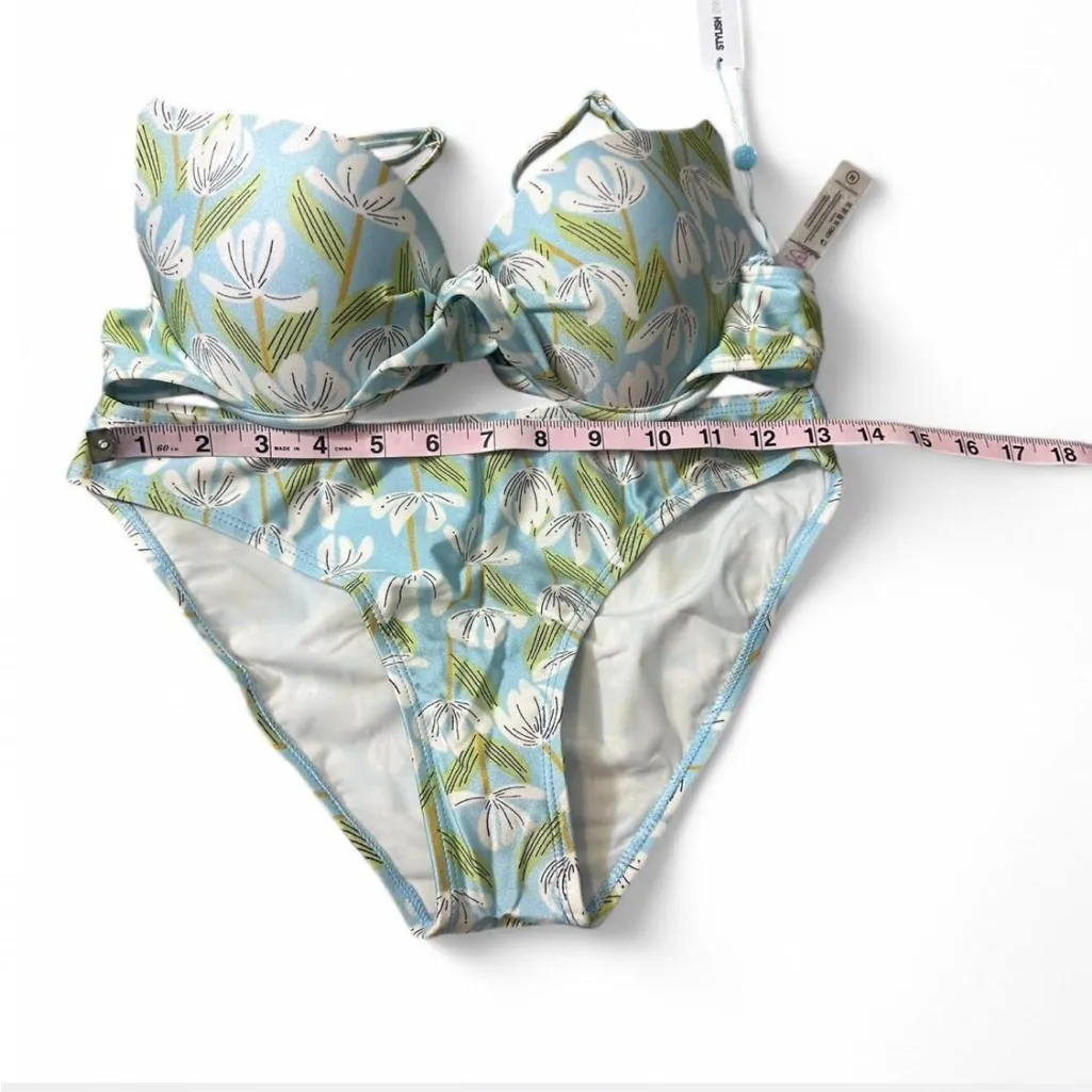 ‎Low Rise Floral Bikini Blue Size M - Image 11