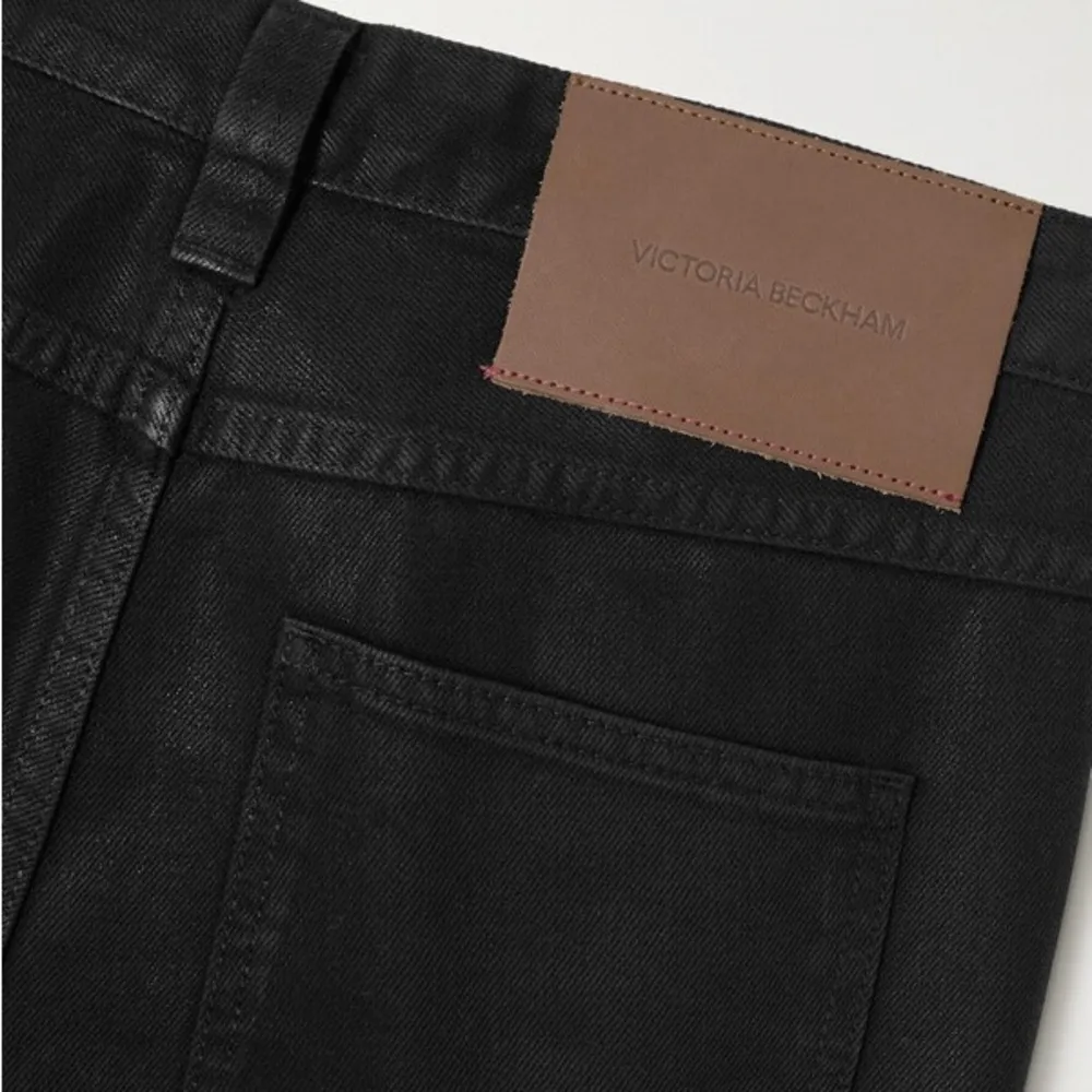 Victoria Beckham Edie Coated High-Rise Flared Jeans in Black, NWT, UK Size 26 - Image 6