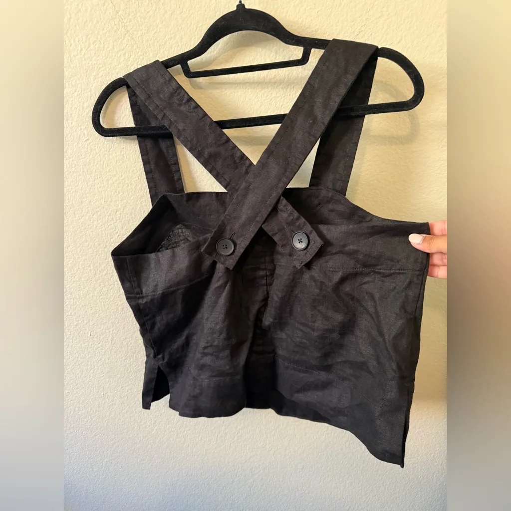 EVERLANE Black Button Apron 100% Linen Tank Size 6 Layer Fall Capsule Basic - Image 7