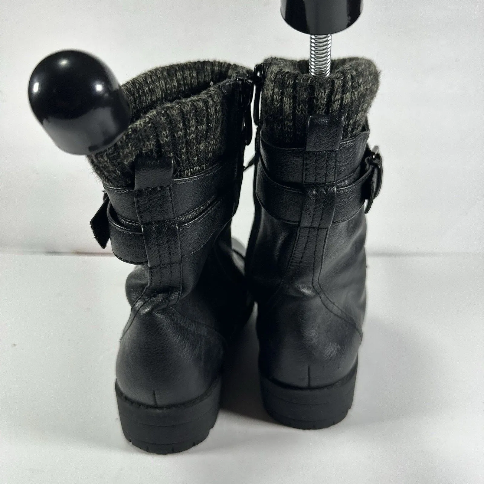 Amazon Essentials Women’s Combat Boots Black Lace Up Ankle Knit Cuff Size 5 - Image 6