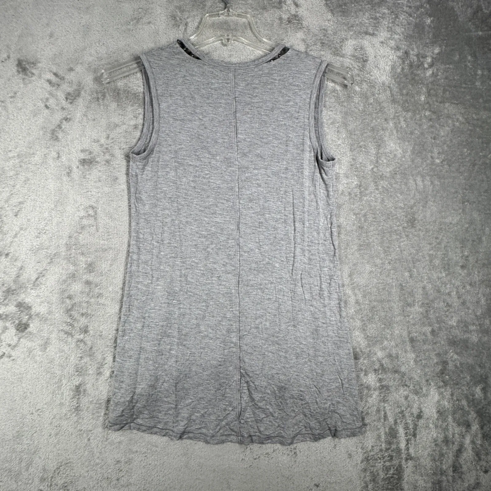 Elie Tahari Tank Top Studded Gray Womens XS Sleeveless Shirt Casual Edgy Neutral - Image 3