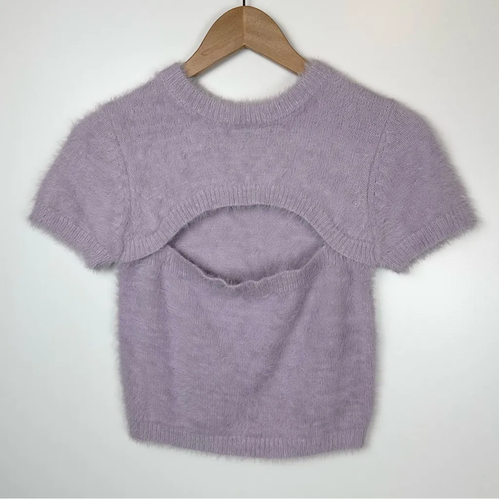 The Ragged Priest Fuzzy Peekaboo Sweater Crop Top - Image 3