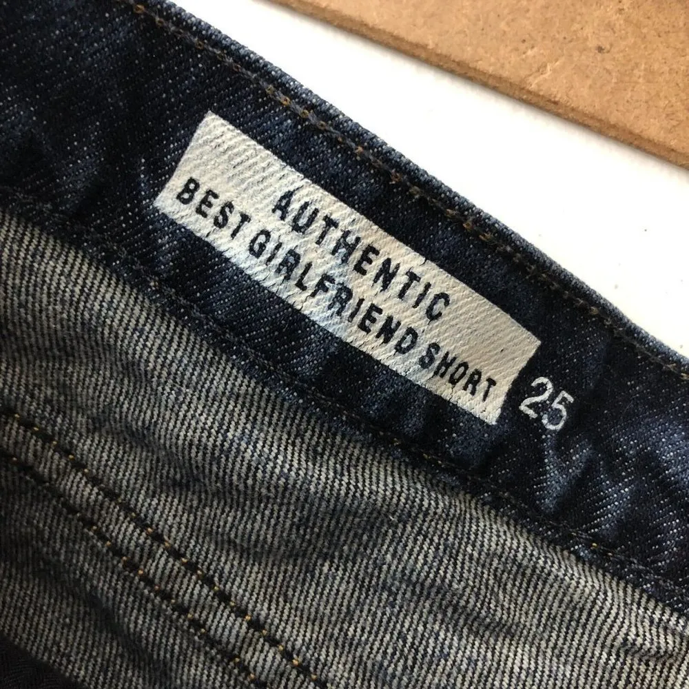 Gap Womens Authentic Best Girlfriend Shorts Denim Cuffed Raw Hem Medium Wash 0 - Image 4