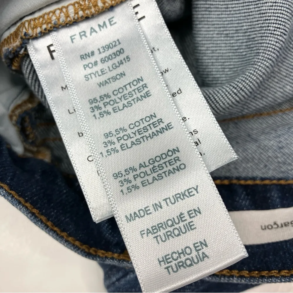 FRAME | Le Garcon Dark Wash Distressed Skinny Jeans 24 - Image 5