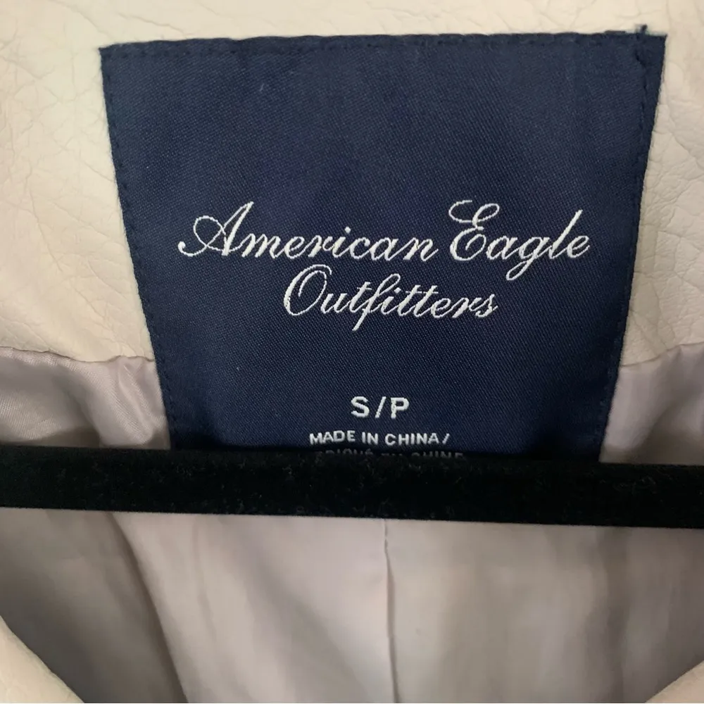 American Eagle Faux Leather Jacket Size Small Color Bone - Image 3