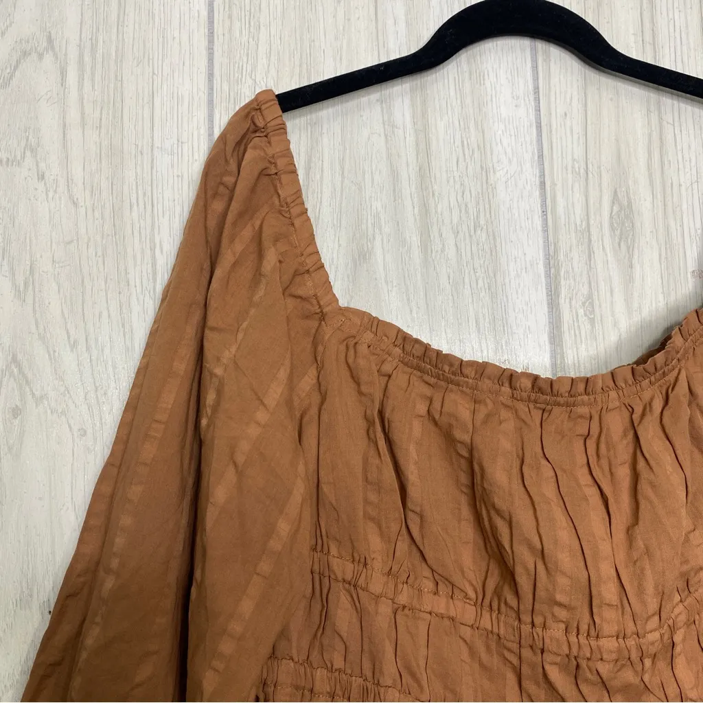 NEW J. Crew Puff Sleeve Textured Cotton Peplum Peasant Top L Large BB269 NWT - Image 4