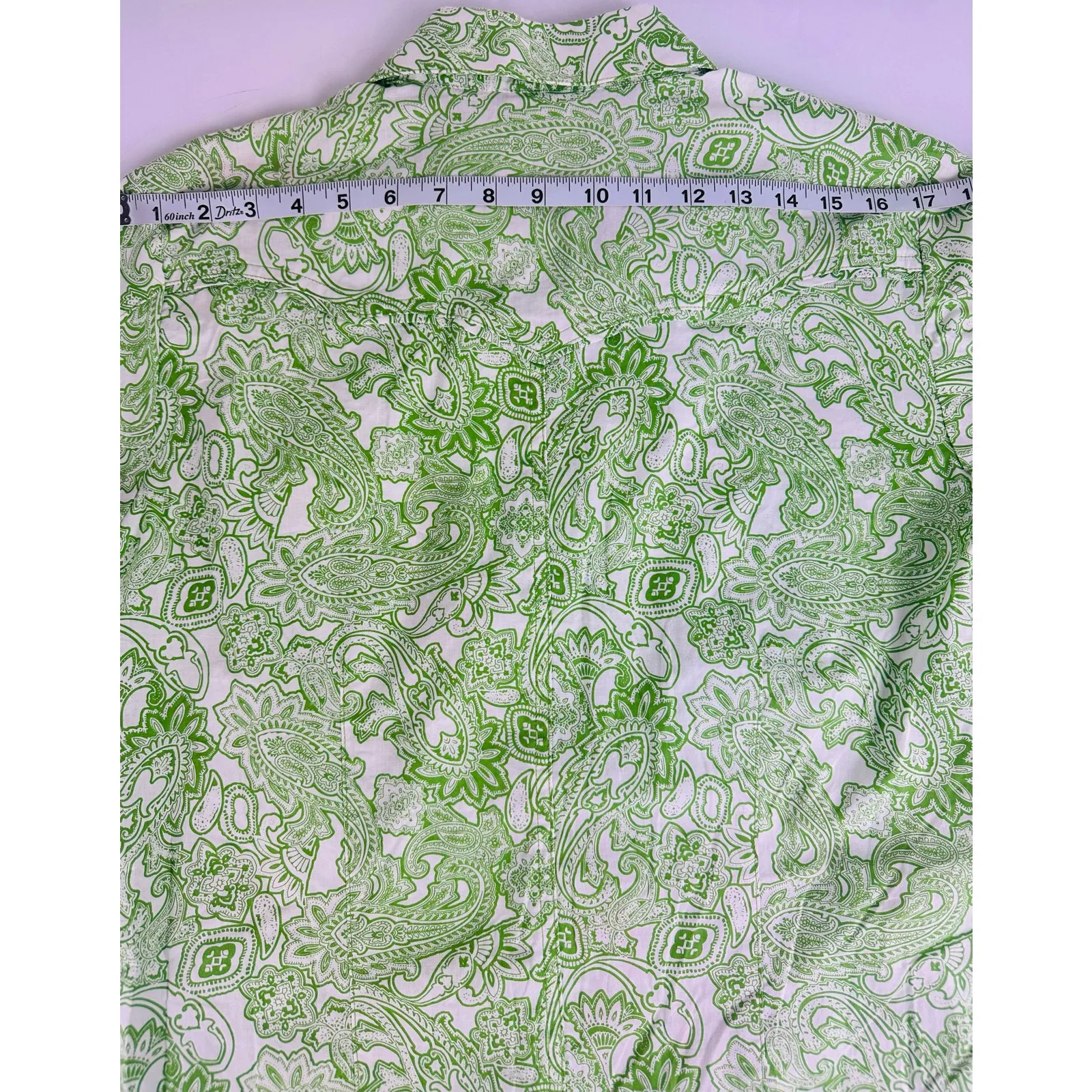 Vintage Rockies Size Large Green Paisley Western Button Up Down Shirt Women's - Image 11