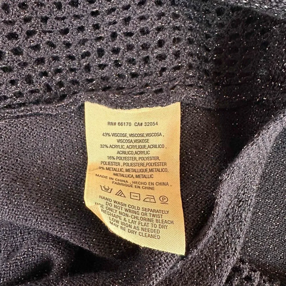 MOTH Anthropologie Metallic Blue Knit Pullover Women's Round Neck Sweater Size S - Image 5