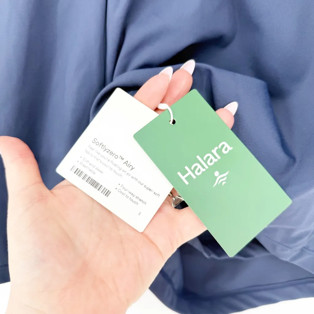 NWT HALARA Super High Waist Back & Side Hidden Pocket Yoga Shorts XL Long Blue - Image 9