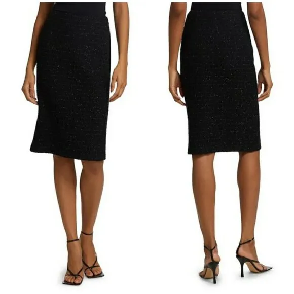 💕ST. JOHN💕 Sequin Tweed Knit Pencil Skirt ~ Black 6 NWOT - Image 2