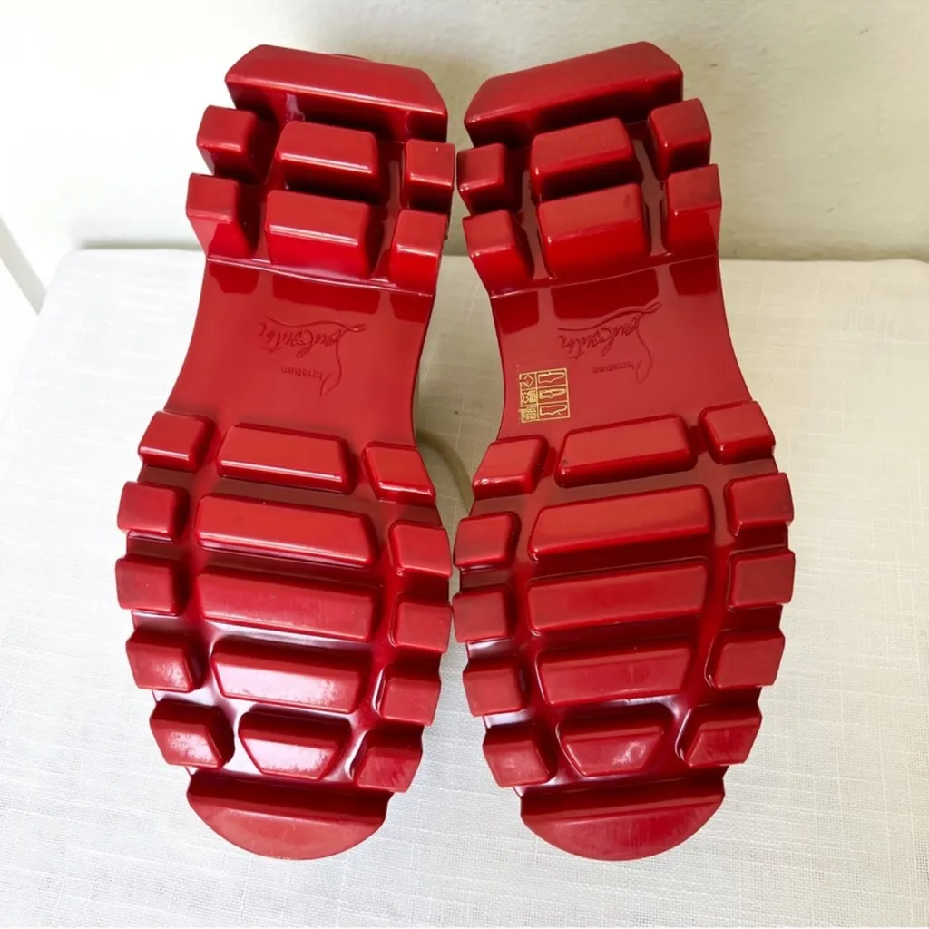 NWOB Christian Louboutin Panamic Dune Donna Lug-Sole Platform Sneakers in Tan - Image 8