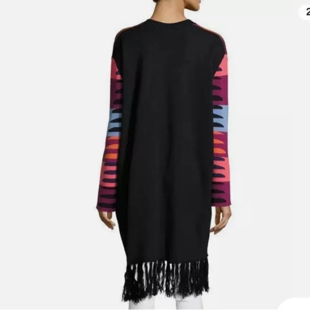 Mara Hoffman multicolor-striped fringe longline open front cardigan. - Image 6