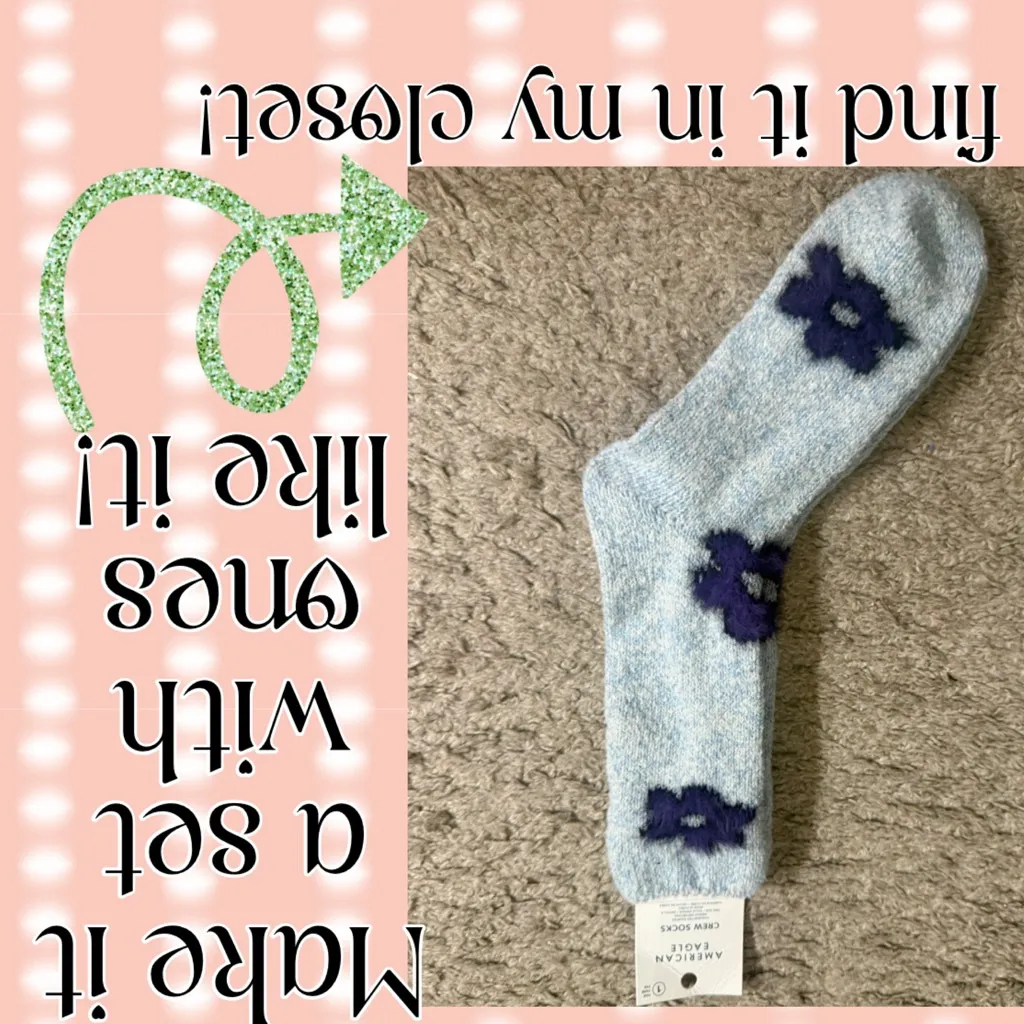 American Eagle Outfitters AE White Boyfriend Tie Dye Yin Yang Flower Socks 2 Pk - Image 11