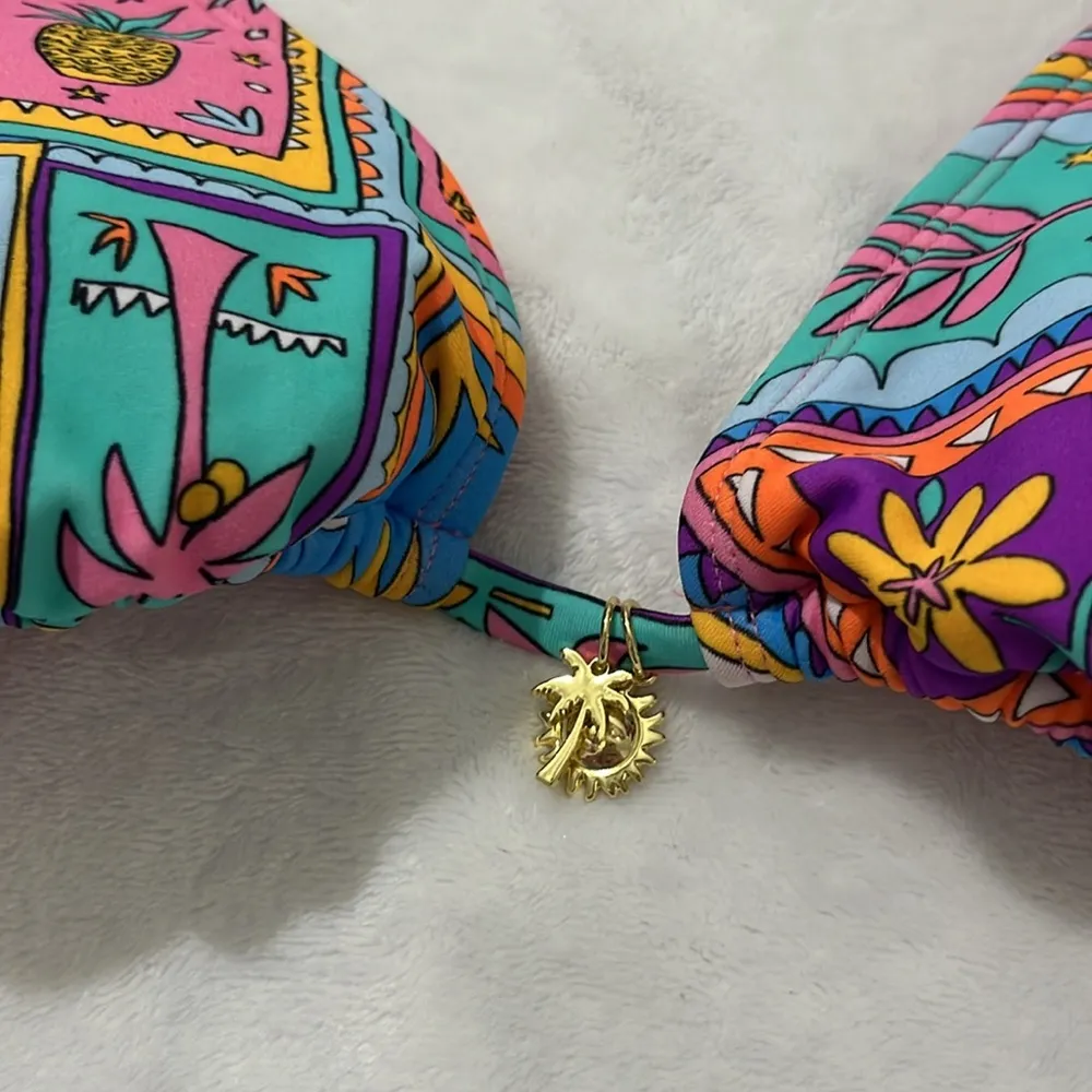 New Wild fable Women’s Colorful String Bikini Triangle Bikini top Size Medium - Image 3