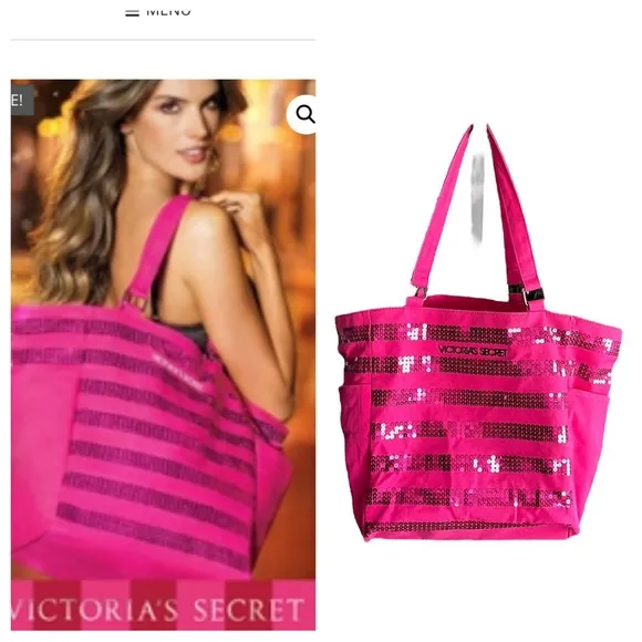 Victoria’s Secret large pink sequine tote bag - Image 2