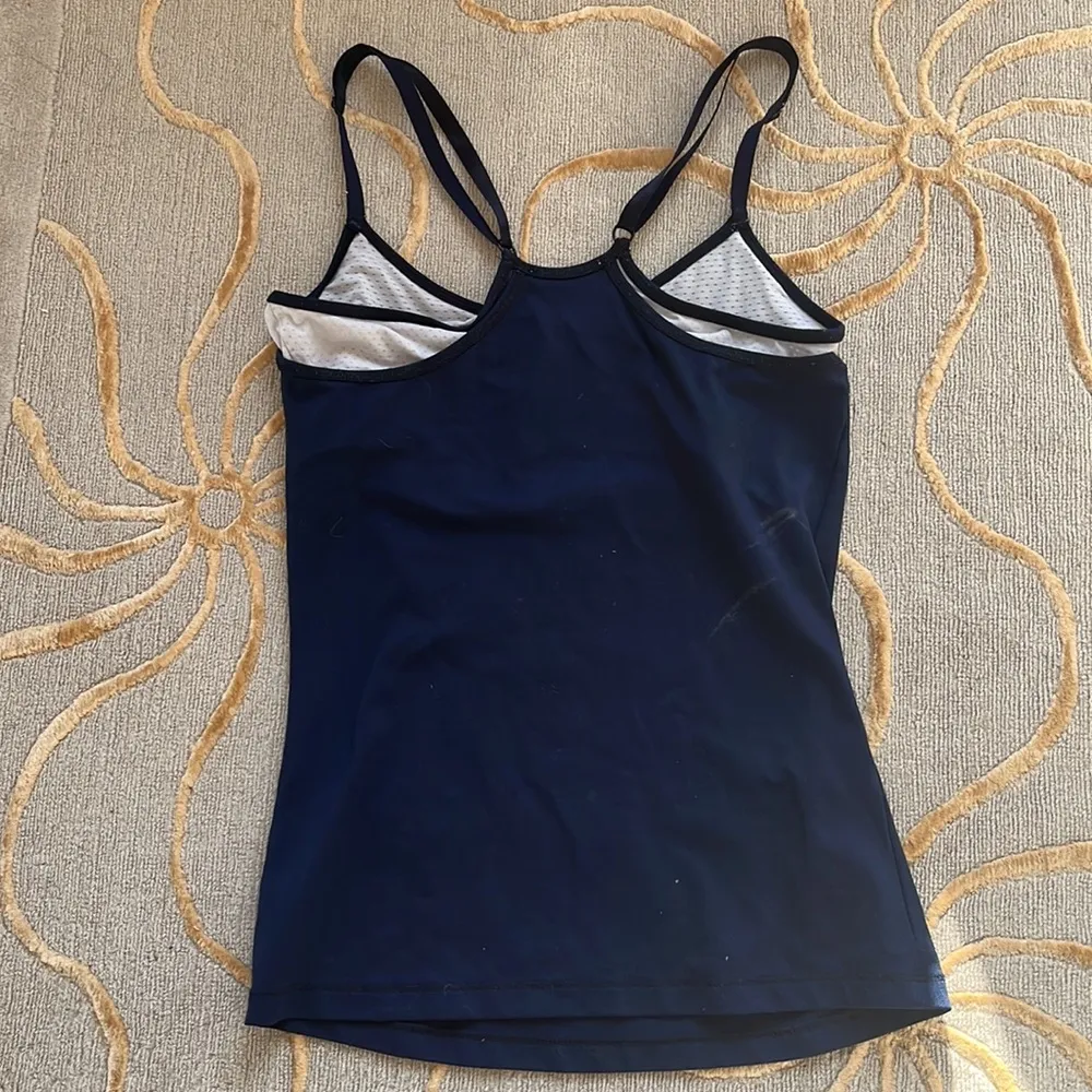 Zara | Sports Athletic Shirt Built in Bra Small Navy Blue - Image 4