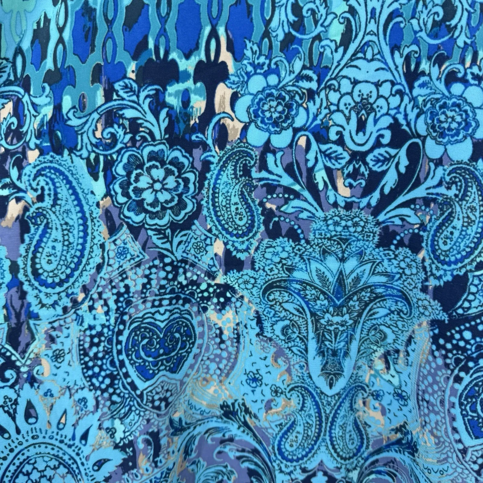 Catherines‎ Aqua Paisley Button Up 3/4 Sleeve Timeless Blouse Size 5X - Image 7